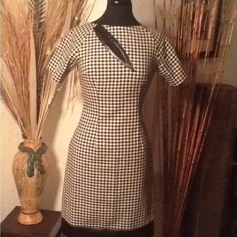 Stylish Black and White Houndstooth Dress